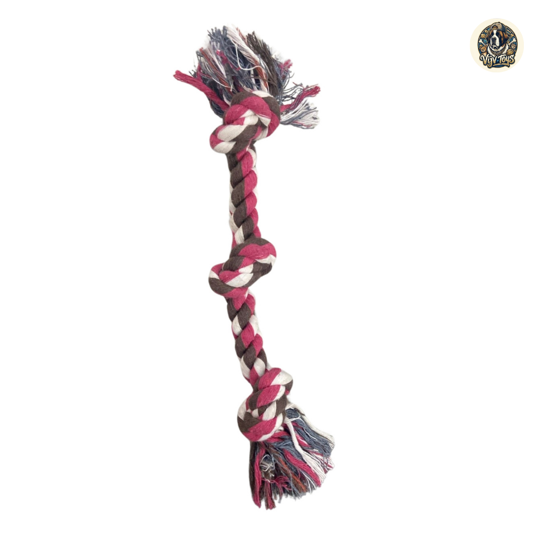 Vijv Toys 3 Knotted Rope Dog Toy – Strong Tug & Chew Toy for Dogs (12")