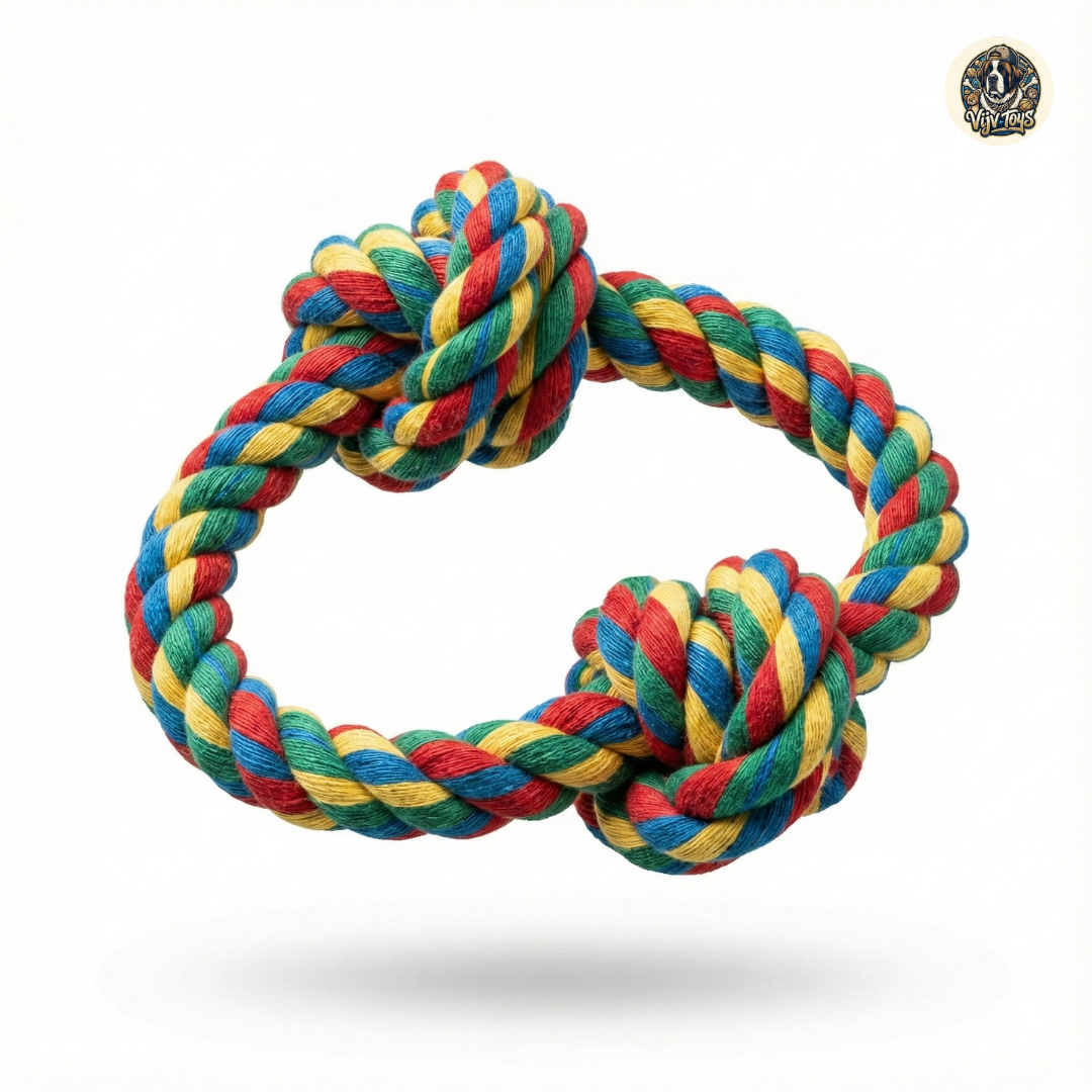 Vijv Toys 2 Knotted Rope Dog Toy – Durable Chew & Tug Toy for Puppies & Small Dogs