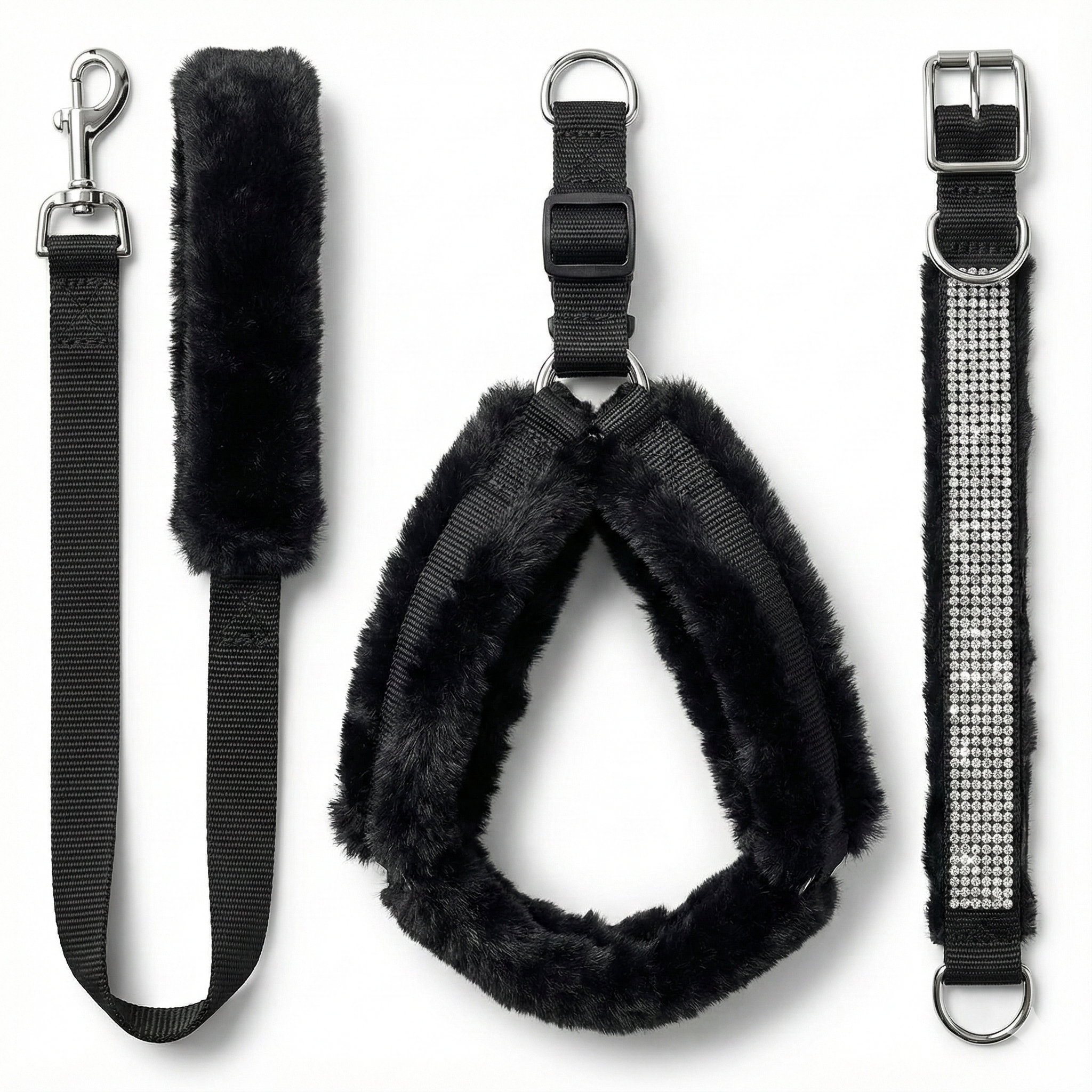 Dog Fur Harness Combo Set