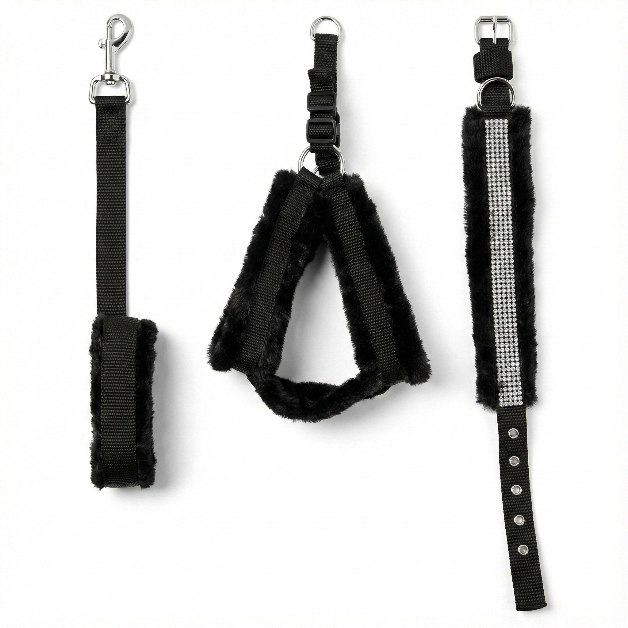 Dog Fur Harness Combo Set
