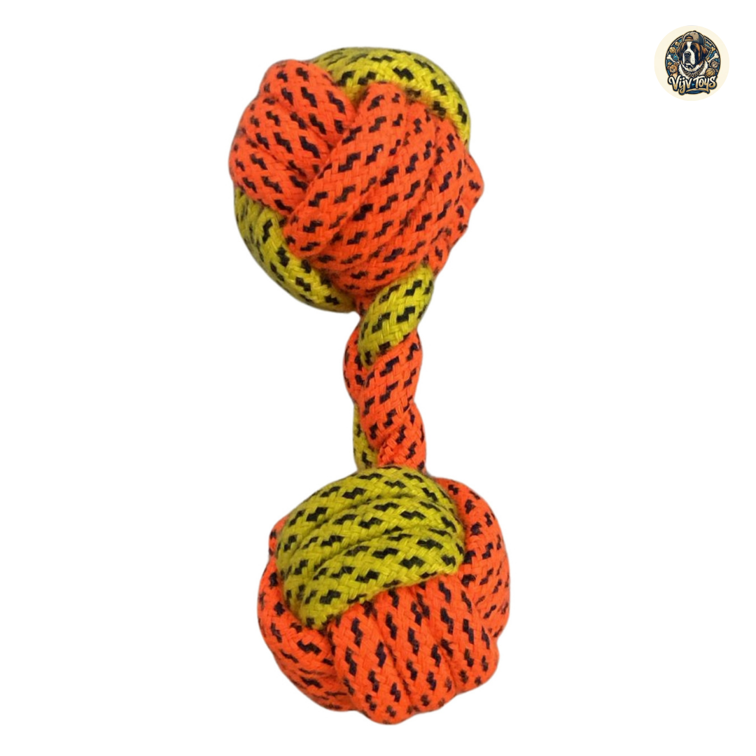 Vijv Toys Tennis Dumbbell Rope Ball – Strong Chew & Fetch Toy for Dogs (8 Inches)