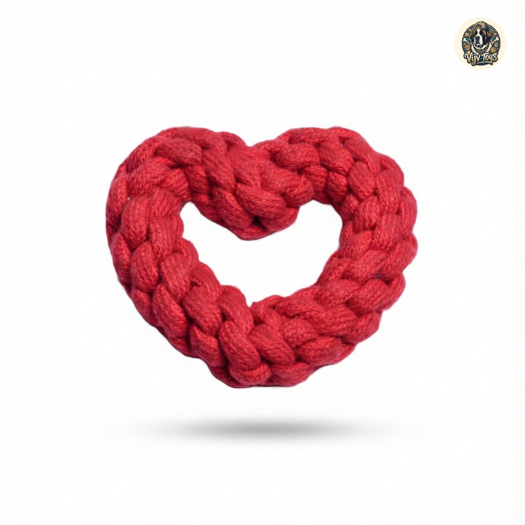 Vijv Toys Heart Shape Rope Toy – Cute Chew Toy for Puppies & Small Dogs (4")