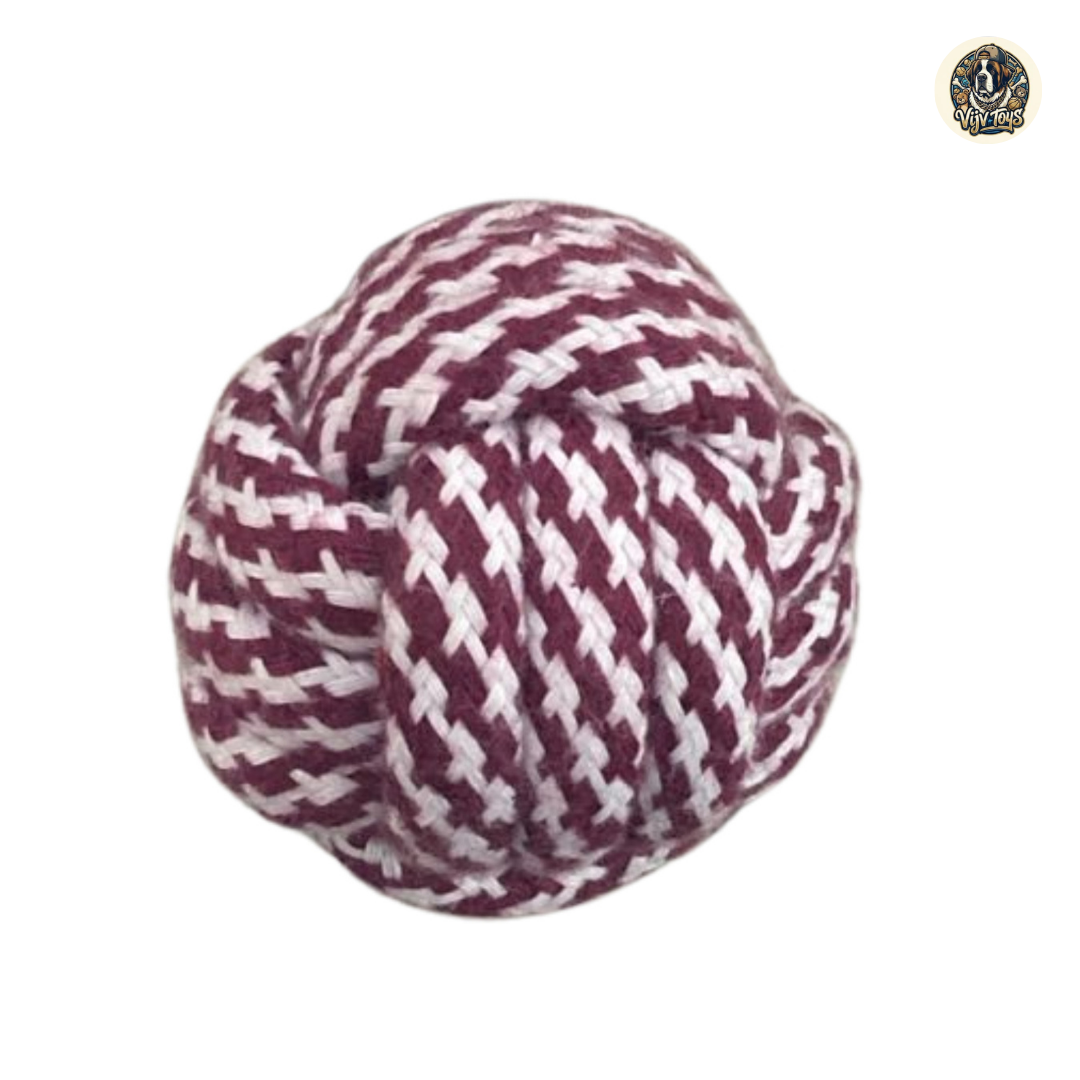 Vijv Toys Rope Ball Toy – Compact Chew & Fetch Toy for Puppies & Small Dogs (2.5")
