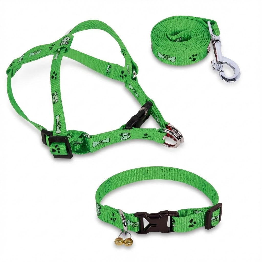 Printed Puppy Harness Leash Set