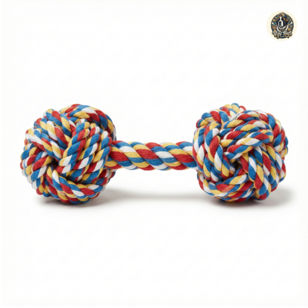 vijv toys dumble ball rope toy – strong chew & fetch toy for dogs (6.5")