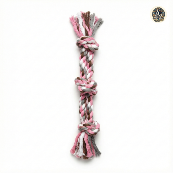 vijv toys 3 knotted rope dog toy – strong tug & chew toy for dogs (12")