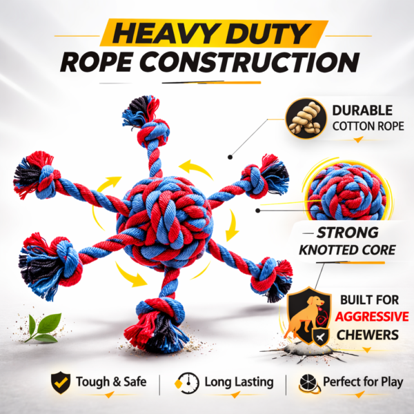 spider ball cotton rope dog toy | durable chew & tug toy for dogs | knotted rope ball with multiple legs for teeth cleaning & play | safe pet rope toy spider ball cotton rope dog toy | durable chew & tug toy for dogs | knotted rope ball with multiple legs for teeth cleaning & play | safe pet rope toy