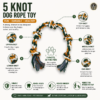 vijv toys 5 knotted rope dog toy – heavy duty tug & chew toy for large dogs