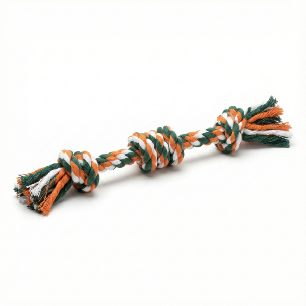 vijv toys 3 knotted rope dog toy – strong tug & chew toy for dogs (12")