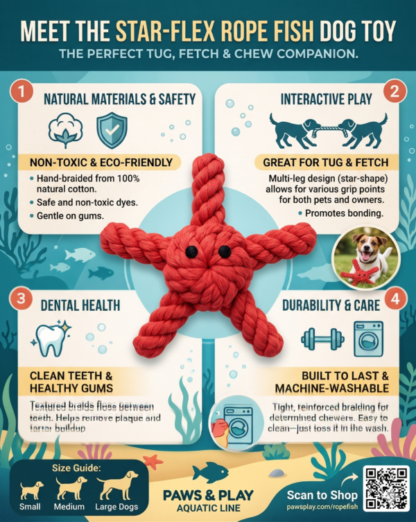 starfish cotton rope dog toy | strong chew & tug toy for dogs | durable braided rope toy for teeth cleaning & play | safe pet chew toy – red starfish cotton rope dog toy | strong chew & tug toy for dogs | durable braided rope toy for teeth cleaning & play | safe pet chew toy – red