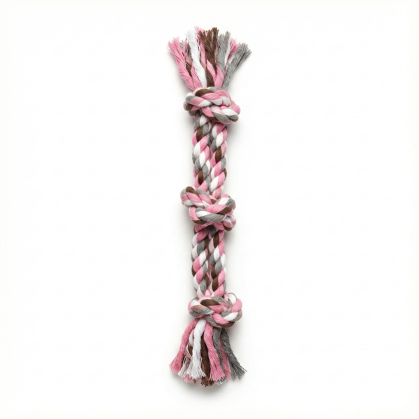 vijv toys 3 knotted rope dog toy – strong tug & chew toy for dogs (12")