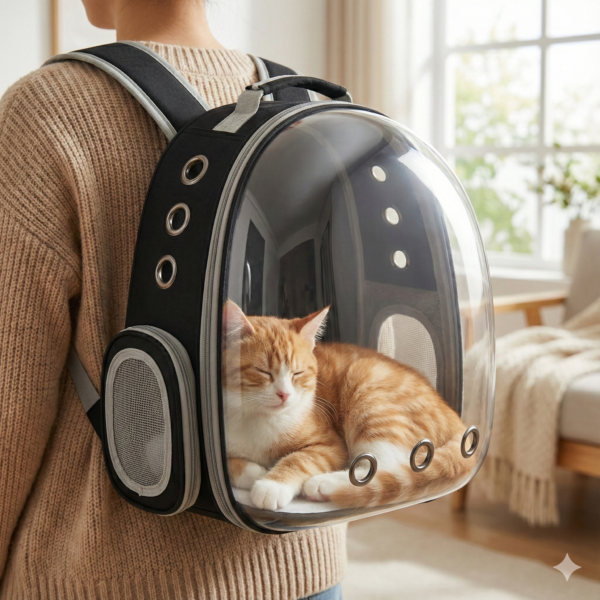 vijv toys transparent pet carry bag – breathable backpack for cats & small dogs