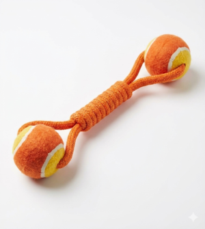 vijv toys tennis dumbbell rope ball – strong chew & fetch toy for dogs (8 inches)